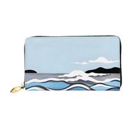 OUInbvv Waves lapping at the rocks - Cartera de mano con cremallera de metal para pasaporte y soporte para cheques, compartimentos de diseño suave y ligero