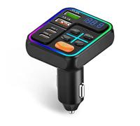 Ouitble Adaptador Bluetooth Auto 12V-24V Bluetooth Autoladgerät FM Transmisor Facultad de Cigarrillos con 4 Conexiones de Carga Mic Music Player Circundando Iluminación