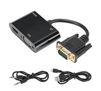 Ouitble Adaptador VGA a HDMI Convertidor de Corriente 3 en 1 con Soporte de Audio Resolución Full HD 1080p para computadora portátil TV Proyector Pantallas Plug Play Negro