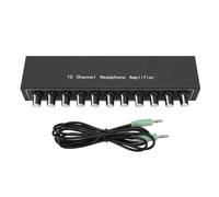 Ouitble Amplificador de Auriculares de 10 Canales Divisor de Auriculares de Metal portátil Ecualizador Incorporado Amplificador de Auriculares estéreo para Mezclador DC 12 V