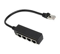Ouitble Cable Divisor Ethernet RJ45 Adaptador de 1 a 4 Puertos de Alta Velocidad con Conectores chapados en Oro para Redes de Oficina en el hogar Material ABS Negro
