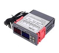Ouitble Controlador de Temperatura Digital STC-3008 Termostato de 12 V Sensor Dual NTC para Granjas Invernaderos Enfriadores de Almacenamiento Grandes -55°C to 120°C