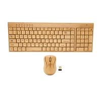 Ouitble Dispositivos inalámbricos para computadora Juego de Teclado y Mouse inalámbricos de Madera de bambú de 2,4 GHz Plug and Play para Juegos de Oficina Compatible con (Tastatur-Maus-Set)