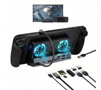 Ouitble Estación de Acoplamiento Steam Deck Rog Ally Dock Hub USB C 10 en 1 con Ventiladores de refrigeración duales Interfaz Multimedia HD 4K 60 Hz Carga de 100 W para configuraci