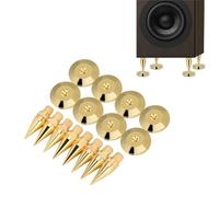 Ouitble Picos de Aislamiento 8 Pares 6 x 36 mm Cobre de Altavoz Spike Aislamiento Stand + Base Pad Pies Mat, Picos de Aislamiento para Altavoces para Subwoofer Amplificador de Audio CD