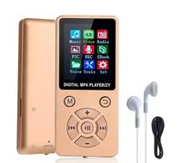 Ouitble Reproductor MP3/reproductor MP4 64GB Bluetooth 5.0 HiFi MP3 Music Player, Pantalla LCD de 1.8 Pulgadas con Altavoz de Videos Electrónicos de Videos Electrónicos de Libros (Dorado)