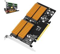 Ouitble Tarjeta adaptador PCIe x16 a M.2 NVMe RAID para M.2 NVMe 2242, 2260 y 2280 SSD, 4 bahías RAID Array, tarjeta adaptadora para PC, servidores, estaciones de trabajo