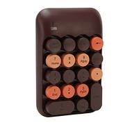 Ouitble Teclado numérico inalámbrico 18 Teclas Teclas Redondas de Color Retro Mini Teclado numérico con USB para computadora portátil Oficina Contabilidad Trabajo Hoja de cálculo E (Color café)