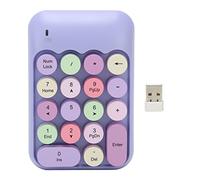Ouitble Teclado numérico inalámbrico 18 Teclas Teclas Redondas de Color Retro Mini Teclado numérico con USB para computadora portátil Oficina Contabilidad Trabajo Hoja de cálculo E (Tema Morado)