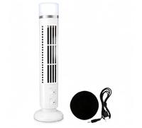 Ouitble Ventilador de Torre Silencioso, Miniventilador de Columna USB con Luz, Ventilador Móvil Ajustable, Funciona con Pilas para el Hogar, Dormitorio, Oficina (Blanco)