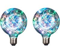 OUJIAHUI Juego de 2 bombillas LED edison, bombillas retro fuegos artificiales e27 220V 3W bombillas decorativas para fiestas en Navidad en casa (B multicolor)
