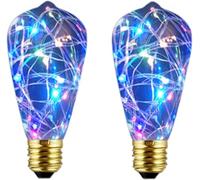 OUJIAHUI Juego de 2 bombillas LED edison, bombillas retro fuegos artificiales e27 220V 3W bombillas decorativas para fiestas en Navidad en casa (A multicolor)