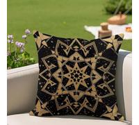 Oujkeef Cojines Exterior Impermeables 30x30 Pack de 1, Fundas Cojines Negro Oro con Impresión Doble Cara y Cremallera Oculta, para Decorativas Sofá Dormitorio Cama Oficina Patio Balcón Silla, #123l