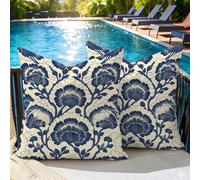 Oujkeef Fundas Cojin 25x25 cm Exterior Impermeable, Funda Cojin Decorativos Azul Gris - Pack de 2 Cushion Covers Lavable para Sofá Tumbona Banco de Jardín Patio Terraza Cojines, #278l