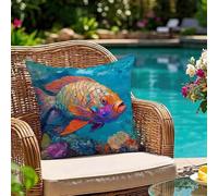 Oujkeef Fundas Cojin 25x25 Exterior Impermeable, Funda Cojin Decorativos Vistoso Koi - Pack de 1 Cushion Covers Lavable para Sofá Tumbona Banco de Jardín Patio Terraza Cojines, #113l