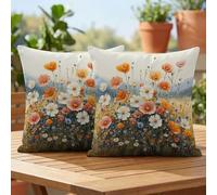 Oujkeef Fundas Cojin 30x30 Exterior Impermeable, Funda Cojin Decorativos Flor Primavera - Pack de 2 Cushion Covers Lavable para Sofá Tumbona Banco de Jardín Patio Terraza Cojines, #317l