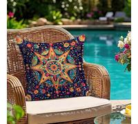 Oujkeef Fundas Cojin 35x35 cm Exterior Impermeable, Funda Cojin Decorativos Amarillo Geometría - Pack de 1 Cushion Covers Lavable para Sofá Tumbona Banco de Jardín Patio Terraza Cojines, #92l