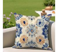 Oujkeef Fundas Cojin 40x40 cm Exterior Impermeable, Funda Cojin Decorativos Oro Azul - Pack de 1 Cushion Covers Lavable para Sofá Tumbona Banco de Jardín Patio Terraza Cojines, #122l