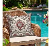 Oujkeef Fundas Cojin 45x45 cm Exterior Impermeable, Funda Cojin Decorativos Gris Bohemia - Pack de 1 Cushion Covers Lavable para Sofá Tumbona Banco de Jardín Patio Terraza Cojines, #116l