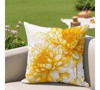 Oujkeef Fundas Cojin 50x50 cm Exterior Impermeable, Funda Cojin Decorativos Amarillo Flor - Pack de 1 Cushion Covers Lavable para Sofá Tumbona Banco de Jardín Patio Terraza Cojines, #368l