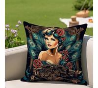 Oujkeef Fundas Cojin 50x50 cm Exterior Impermeable, Funda Cojin Decorativos Azul eléctrico Mujer - Pack de 1 Cushion Covers Lavable para Sofá Tumbona Banco de Jardín Patio Terraza Cojines, #350l