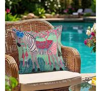 Oujkeef Fundas Cojin 55x55 Exterior Impermeable, Funda Cojin Decorativos Rosa Cebra - Pack de 1 Cushion Covers Lavable para Sofá Tumbona Banco de Jardín Patio Terraza Cojines, #125l