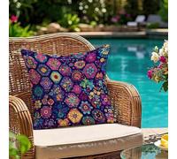 Oujkeef Fundas Cojin 80x80 Exterior Impermeable, Funda Cojin Decorativos Púrpura Mandala - Pack de 1 Cushion Covers Lavable para Sofá Tumbona Banco de Jardín Patio Terraza Cojines, #95l
