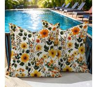 Oujkeef Fundas de Cojín Exterior Impermeable 25x25 cm Amarillo Flor Juego de 2, Fundas Cojines Decorativos con Cremallera Invisible e Impresión a Doble Cara, para Jardín Balcón Terraza Sofá, #130l