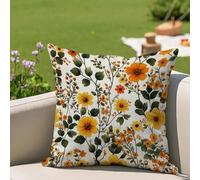 Oujkeef Fundas de Cojín Exterior Impermeable 50x50 cm Amarillo Flor Juego de 1, Fundas Cojines Decorativos con Cremallera Invisible e Impresión a Doble Cara, para Jardín Balcón Terraza Sofá, #130l