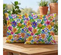 Oujkeef Fundas de Cojín Exterior Impermeable 50x50 Verano Flor Juego de 2, Fundas Cojines Decorativos con Cremallera Invisible e Impresión a Doble Cara, para Jardín Balcón Terraza Sofá, #109l