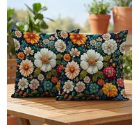 Oujkeef Fundas de Cojín Exterior Impermeable 60x60 cm Vistoso Flor Juego de 2, Fundas Cojines Decorativos con Cremallera Invisible e Impresión a Doble Cara, para Jardín Balcón Terraza Sofá, #88l