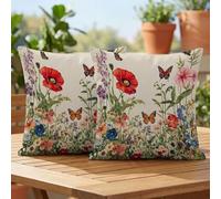 Oujkeef Fundas de Cojín Exterior Impermeable 60x60 Primavera Flor Juego de 2, Fundas Cojines Decorativos con Cremallera Invisible e Impresión a Doble Cara, para Jardín Balcón Terraza Sofá, #85l