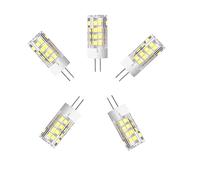 OUKAIDE 5PCS Bombillas LED G4 de 5W, 51 SMD 2835 LED, blanco frío 6000K, muy luminoso, 500lm, ángulo de haz de 360°, AC220-240V, no regulable, base de cerámica G4