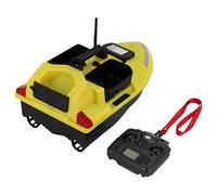 OUKANING Barco de pesca con mando a distancia de 500 m, con 3 cajas de cebo de hasta 2 kg, carga de carga GPS, con reflector LED y batería de 12000 mAh (amarillo)
