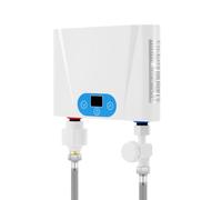 OUKANING Calentador de agua eléctrico pequeño con pantalla táctil, protección IPX4 y protección contra sobrecalentamiento, para cocina, baño, lavabo, 0,03-0,6 MPa, 30-55 °C