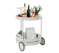 OUKANING Carrito redondo de 2 niveles, 61 cm de altura, ideal para cama y sofá, capacidad de carga de 20 kg, sin inclinación gracias a la base de apoyo, montado y enrollable, cocina, salón, oficina