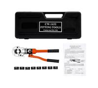 OUKANING Crimpadora hidráulica 80KN profesional con matrices de 5 V de 12 - 28 mm y cabezal giratorio de 360°, crimpadora robusta para tubos de cobre con maletín de herramientas, protección contra la