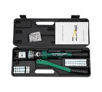 OUKANING Crimpadora hidráulica profesional 120KN, 11 matrices, incluye maletín, cabezal giratorio de 180° para terminales de cable y casquillos de cable, alicates de acero CR45 contra fugas de aceite