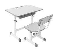 OUKANING Escritorio infantil con silla, mesa infantil regulable en altura 70 x 50 cm y juego de sillas máx. 300 kg para la escuela y la oficina en casa niños y niñas (gris)