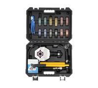 OUKANING Kit de reparación de aire acondicionado de coche, 7 piezas con crimpadora hidráulica 4T para tubos de 8-12 mm, herramienta profesional para reparación independiente, aleación de aluminio