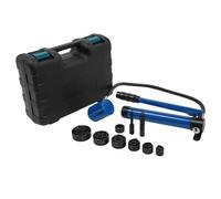 OUKANING Perforadora hidráulica con 6 boquillas de perforación de 1/2", 3/4", 1", 1-1/4", 1-1/2", 2" - 80KN - Perforadora profesional para metal de hasta 3,2 mm, incluye maletín de transporte (azul)