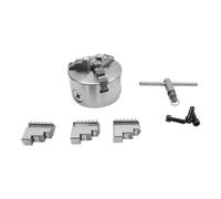 OUKANING Portabrocas autocentrado de 3 mandíbulas, precisión de 0,07 mm, juego de portabrocas de torneado HT300, 20CrMnTi, plata (diámetro del forro: 100 mm, rango de sujeción: 30-90 mm)