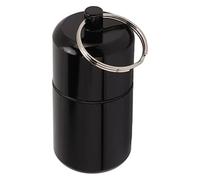 OUKENS Caja De Almacenamiento De Tableta con Llavero De Aluminio con Anillo para Colgar, Mini Botella De Medicina Impermeable para Exteriores, Pequeña Caja De Pastillas Portátil(Negro)