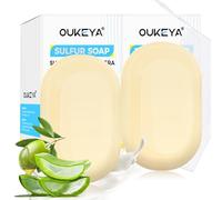 OUKEYA 10% Jabon De Azufre, Jabon Leche De Cabra, Ácido Salicílico, Aceite de Árbol de Té, Aloe Vera, Antibacteriano, Calmante, Limpieza Profunda, Reparación de la Barrera Cutánea, 2 x 115g