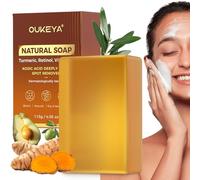 OUKEYA 115g Jabón de Ácido Kójico + Bolsa de Jabón Sólido - Fórmula Avanzada con Ácido Hialurónico 3D, Retinol, Aceite de Aguacate - Anti-Acné, Anti-Edad, Hidratación Intensa, Piel Luminosa