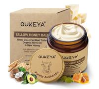 OUKEYA Beef Tallow Creme, Beef Tallow Skincare, Crema de Sebo de Vacuno, Cuidado Profundo, Bálsamo de Miel, para Rostro y Cuerpo (Versión Refrescante, 110g)