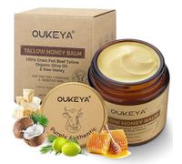 OUKEYA Beef Tallow Creme, Beef Tallow Skincare, Crema de Sebo de Vacuno, Cuidado Profundo, Bálsamo de Miel, para Rostro y Cuerpo (Versión Nutritiva Intensiva, 110 g)