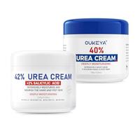 OUKEYA Crema para Pies 40% Urea & Crema 42% Urea + 2% SA, Tratamiento Reparador Intensivo para Pies, Talones y Manos Secos y Agrietados, Exfoliante e Hidratante Profundo, 2x150g