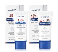 OUKEYA Crema para Pies 40% Urea & Crema 42% Urea + 2% SA, Tratamiento Reparador Intensivo para Pies, Talones y Manos Secos y Agrietados, Exfoliante e Hidratante Profundo, 2x85g
