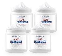 OUKEYA Crema Urea al 40%, Crema Pies Secos y Agrietados, Loción Hidratante Pies, Elimina Callos y Antifisuras, Crema Manos Reparadora, Crema Talones Agrietados, Crema Corporal, Máxima Fuerza, 350g x 4